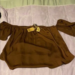 Brand new off the shoulder Maroon polyester top